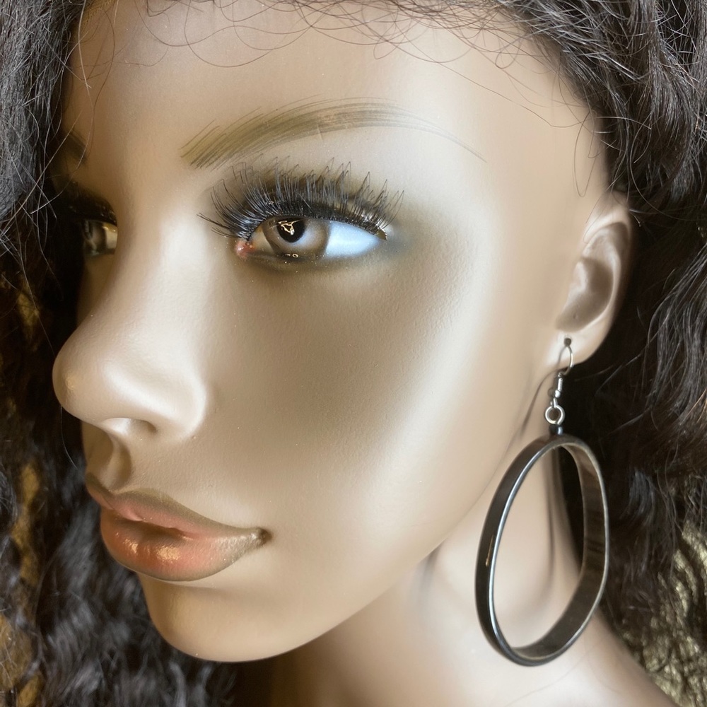 Horn Dangling Circle Earrings